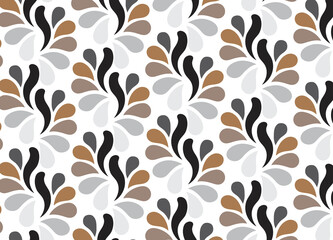 Monochrome ornament with stylized leaves. Geometric stylish background. Vector repeating texture. Modern graphic design.