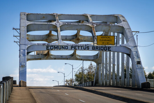 Selma, AL, US-December 7, 2020: Edmund Pettus Bridge named after a Confederate General is the location of the Bloody Sunday conflict on March 7, 1965 during the civil rights movement.