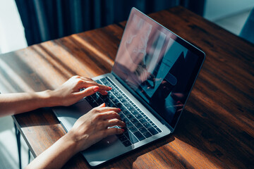 closeup hands of businessman working at office, Man typing keyboard on laptop or computer.