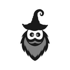 bearded old man with magic hat logo icon