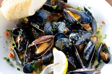 Mussels Cooked in a Pan