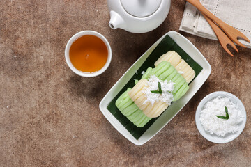 Getuk Lindri is a traditional Indonesian dessert made from mashed cassava, rolled into groovy loaf...