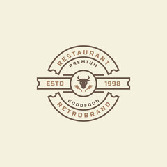 Vintage Retro Badge Restaurant and Cafe icons, Fast Food Logo Design Silhouettes