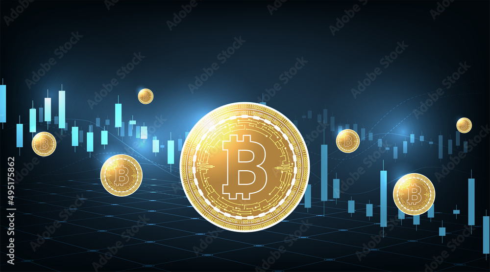 Poster bitcoin trading market data chart. financial growth and investing design concept.cryptocurrency trad