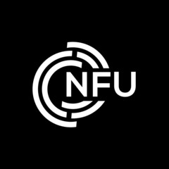 NFU letter logo design on Black background. NFU creative initials letter logo concept. NFU letter design. 