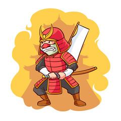 hand drawn samurai from japan