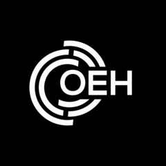 OEH letter logo design on Black background. OEH creative initials letter logo concept. OEH letter design. 