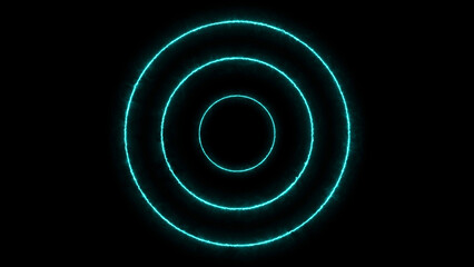 Glowing Cyan Energy Light Concentric Circles