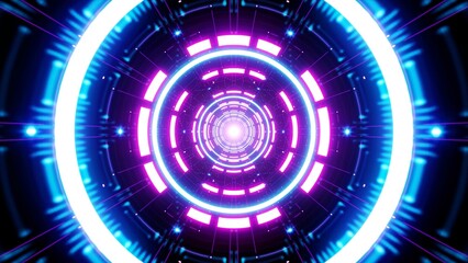 Glowing Neon Light cyberspace tunnel