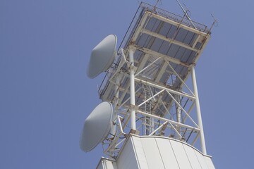 電波塔のパラボラアンテナ