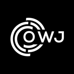 OWJ letter logo design. OWJ monogram initials letter logo concept. OWJ letter design in black background.
