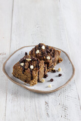 Banana blondie cake gluten free made from banana and rice flour.