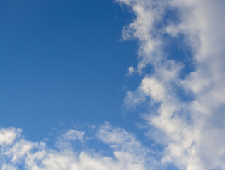 Background with blue sky and clouds with copy space