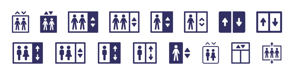 Set of elevator icons. Lift symbol. Vector illustration. - obrazy, fototapety, plakaty