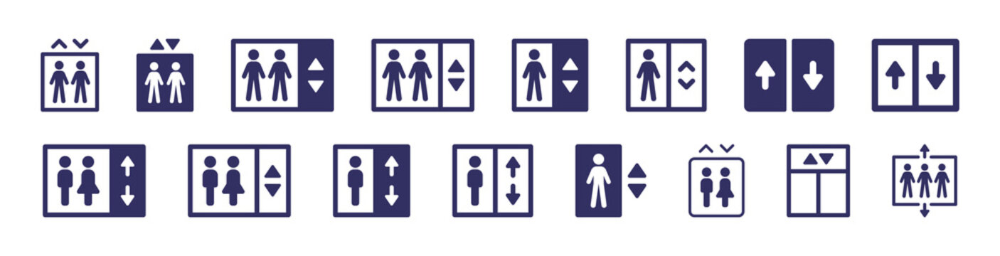 Set of elevator icons. Lift symbol. Vector illustration.