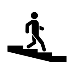 People Walk On Down Upstairs Icon Vector.