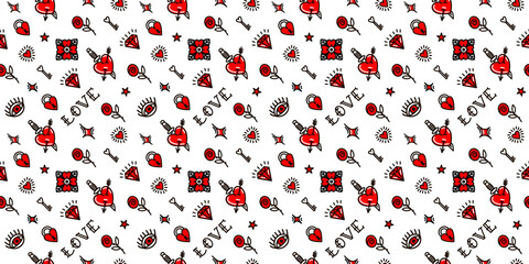 seamless pattern on valentine's day with love symbols. Vector illustration