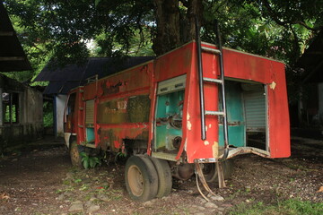 Fototapeta na wymiar Old Fire trucks - Buton - Southeast of Sulawesi - Indonesia