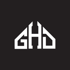 GHD letter logo design on Black background. GHD creative initials letter logo concept. GHD letter design. 