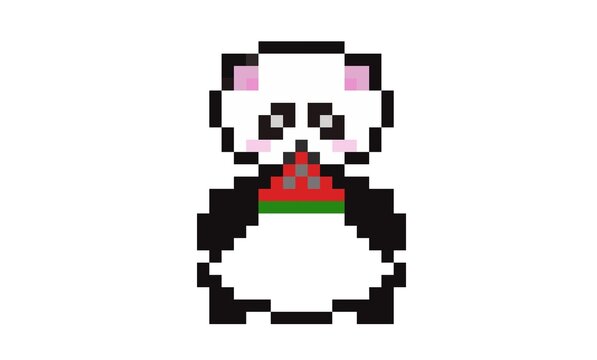 Pixel Panda Eat Watermelon