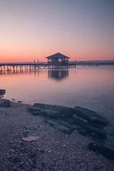 Afwasbaar Fotobehang Nachtblauw zonsondergang over de zee