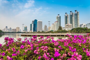Landscape cityscape of Bangkok city, Thailand. Urban building architecture concept.
