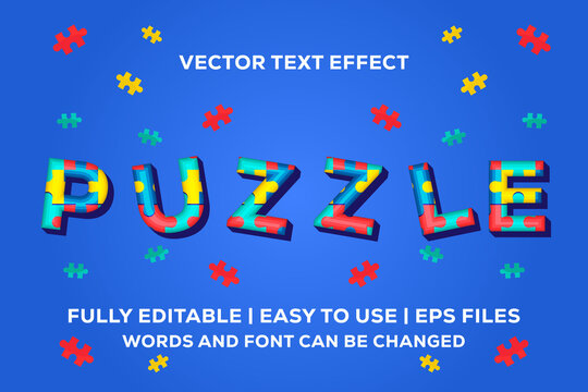 puzzle vector text effect fully editable