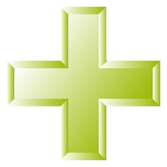 3d bevel cross as healthcare, first-aid, emergency response and as aid as a general symbol. Ambulance, paramedic, hospital and clinic symbol, icon