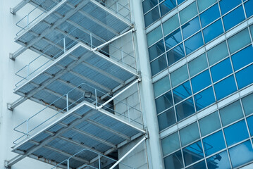 Obraz premium Exterior modern office building structure. Detail architecture pattern concept.