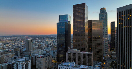 Los angeles panoramic city. Los Angeles downtown skyline.