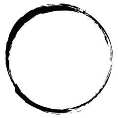 Paintbrush, brushstroke grungy, grunge texture circle. Smeared, smudged liquid, fluid stain, splatter, splash effect