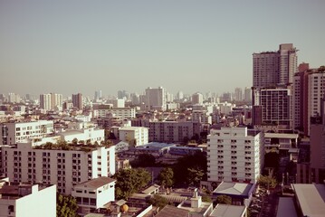 Fototapeta na wymiar Landscape of Bangkok urban cityscape, Thailand. City building architecture concept.