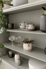 Retro pistachio sideboard in the interior