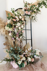 Flower decor. Photo studio light