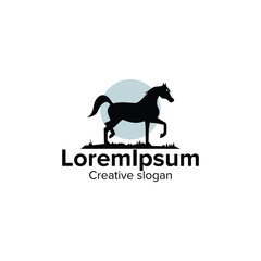 Horse silhouette art logo design