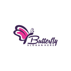 Silhouette butterfly logo symbol template