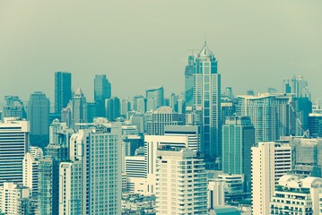 Fototapeta premium Landscape of Bangkok urban cityscape, Thailand. City building architecture concept.