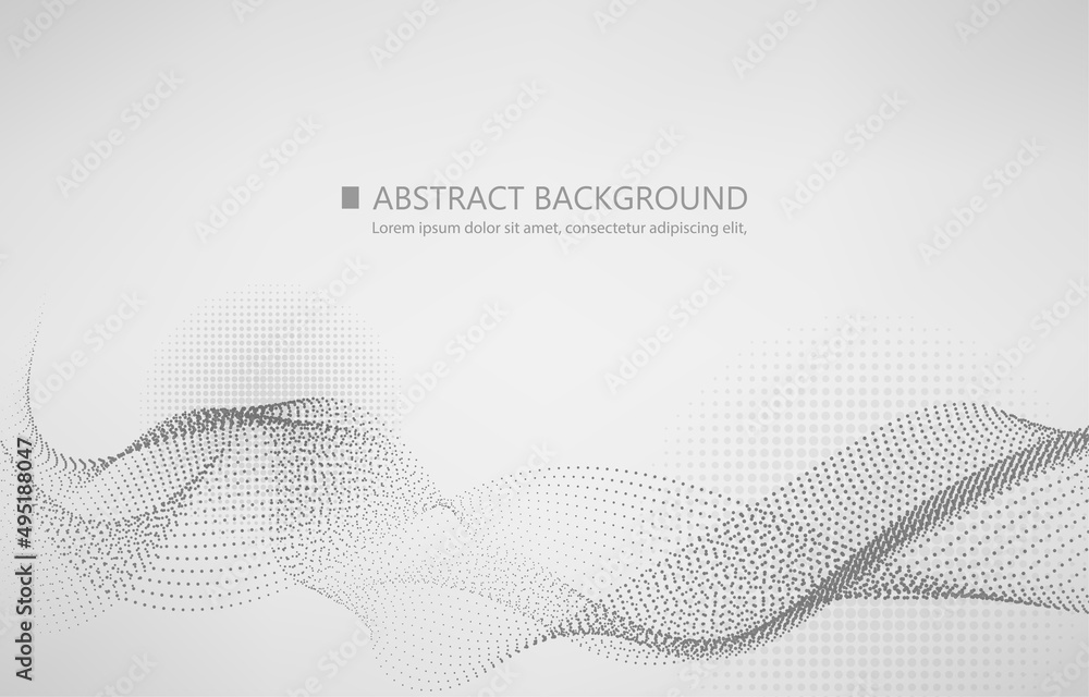 Poster abstract vector smooth wave dots line.white gray background
