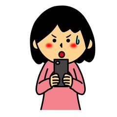 スマートフォン　女性　真剣