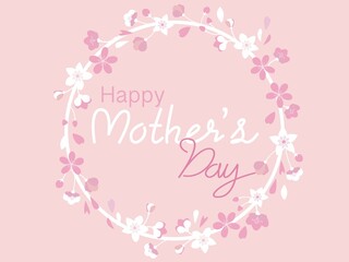 Mother's day illustration. Pink lovey Happy mother's day design elements. Mother's day decoration material for banner, background and graphic design. Vector illustration.