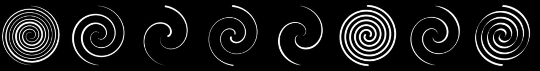 Spiral, swirl, twirl and whirl element. Helix, volute ripple, vortex shape