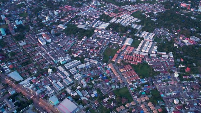 Aerial view of houses  of the city  slow motion