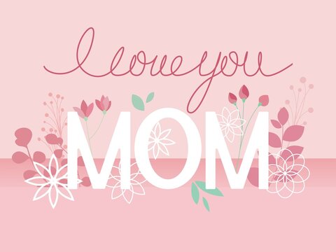 Mother's day illustration. Pink lovey Happy mother's day design elements. Mother's day decoration material for banner, background and graphic design. Vector illustration.