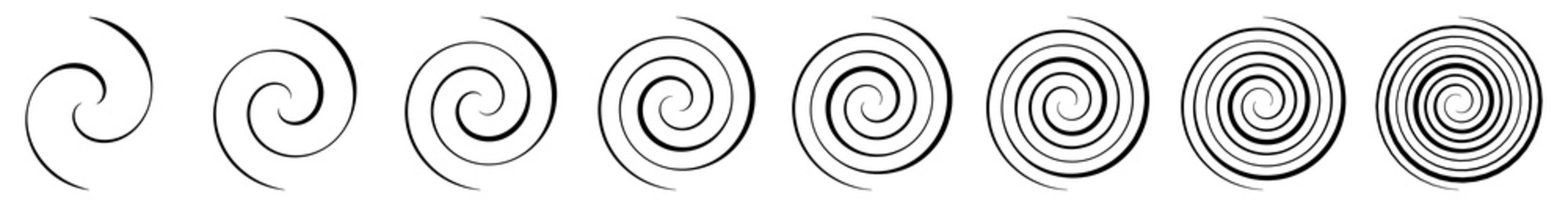 Spiral, swirl, twirl and whirl element. Helix, volute ripple, vortex shape