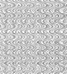 Black and white abstract seamless pattern. Wavy ink lines. Abstract background for textiles, packaging. Vector illustration.