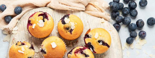 Freshly baked blueberry muffins.