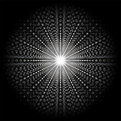 放射状に並ぶメタリックな金属球　メカニカルなイメージ背景