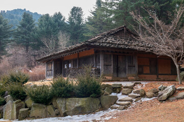 Scenery of an old thatched house in Korea