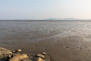 cloudy and waterless mudflats