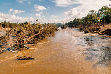 Photograph of severe flooding in the Nepean River in the Hawkesbury region